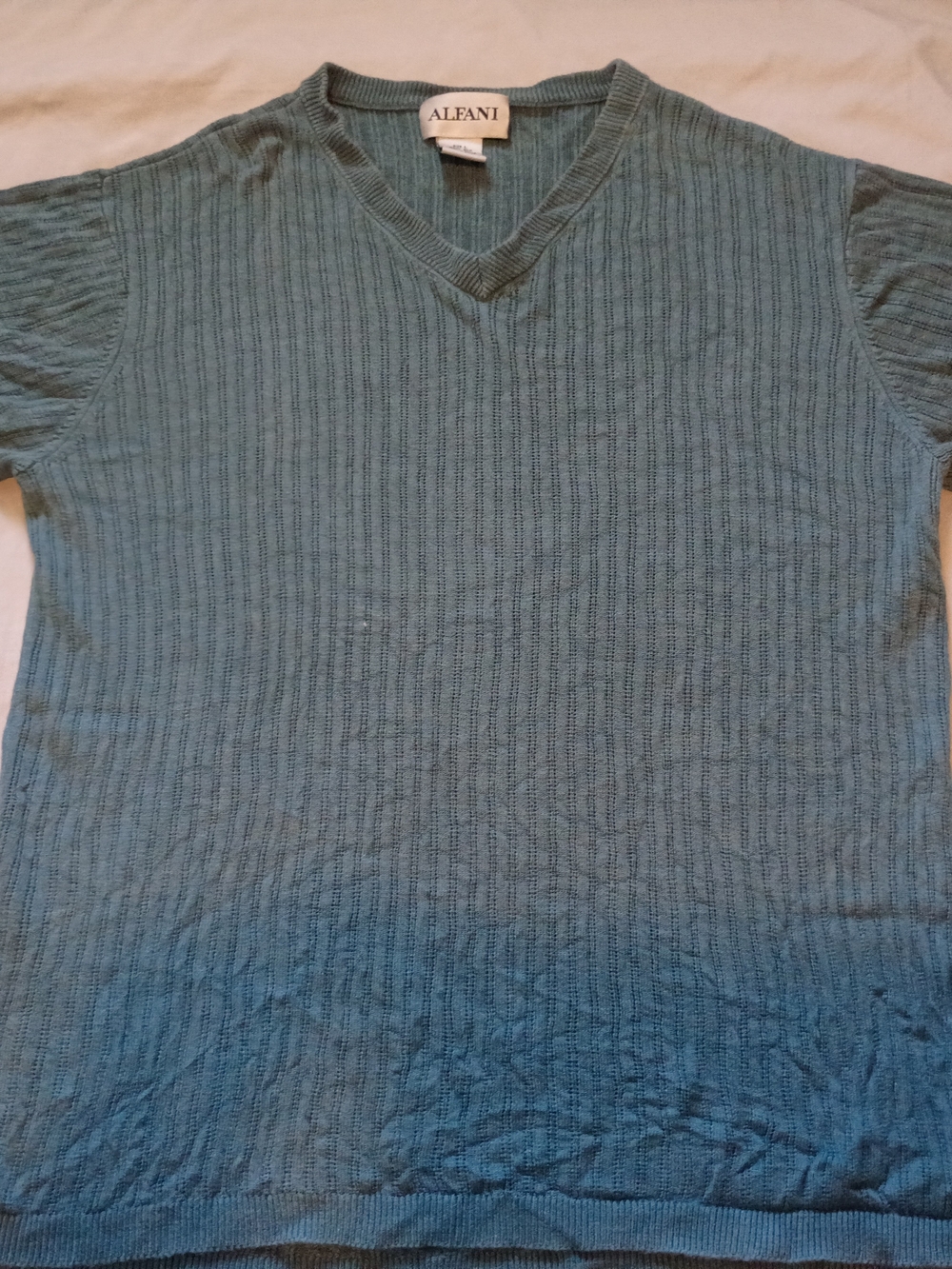 Alfani Men's Teal Ribbed V-Neck Sweater